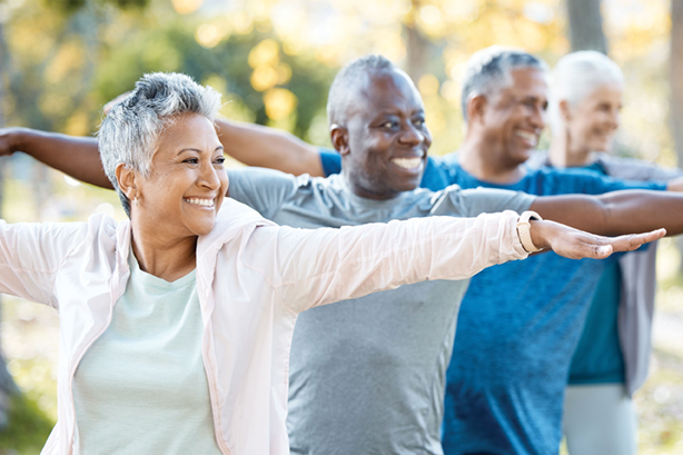 Residents participating in yoga