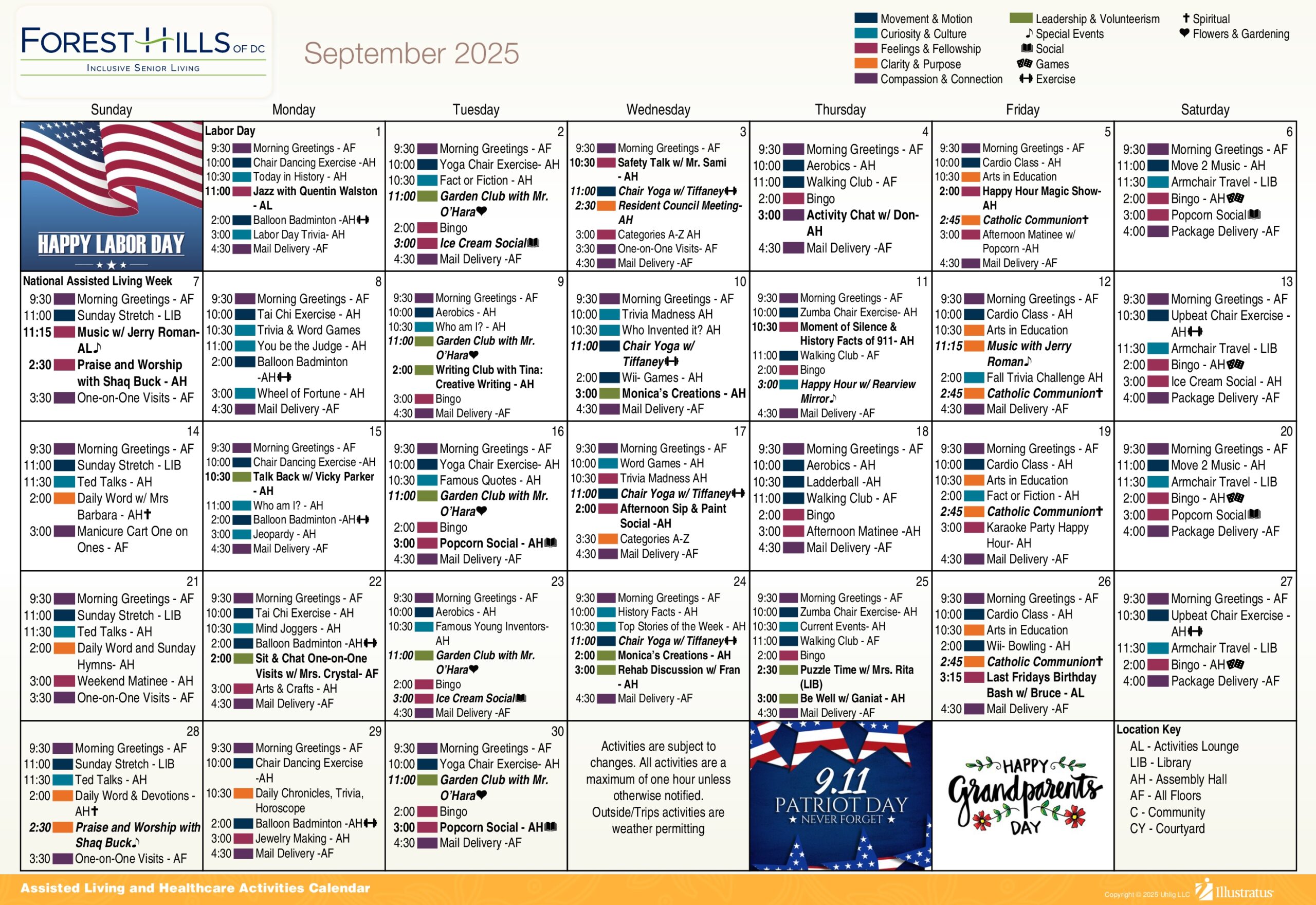 September Activity Calendar